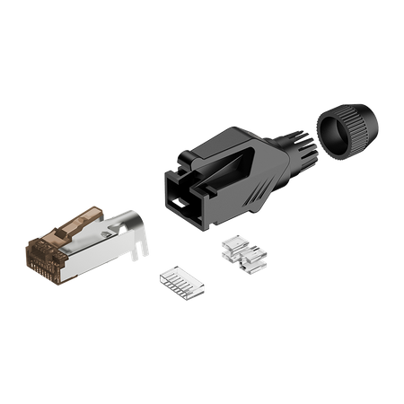 CAT5e RJ45 Stecker Schutzgehäuse Roxtone RJ45C5E-PH-BK