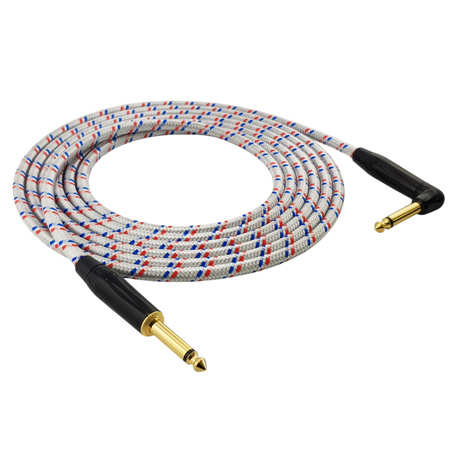 Red's Music Instrumentenkabel - Klinke 6,3mm / Klinke 6,3mm gewinkelt - FOP geflochtenes Kabel - GCF1230BRW - 3m