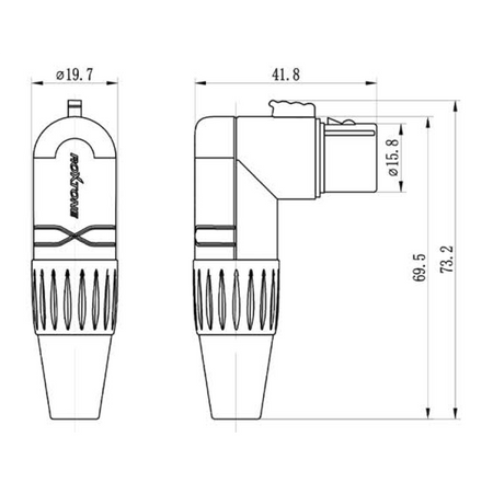 3-polige rechtwinklige XLR-Buchse Roxtone RX3RFP-NT