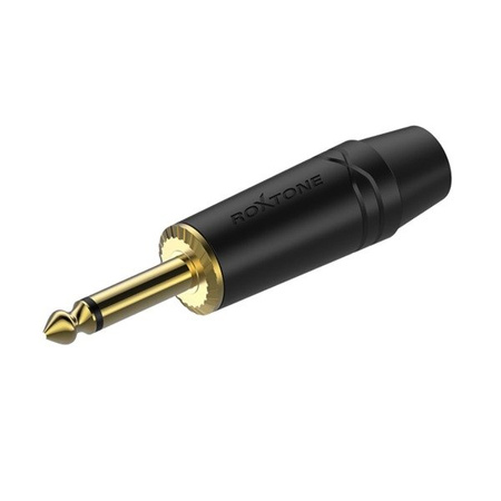 6.3mm Monostecker, schwarzes elektrophoretisch lackiertes Gehäuse, vergoldete Kontakte Roxtone RJ2PX-BG