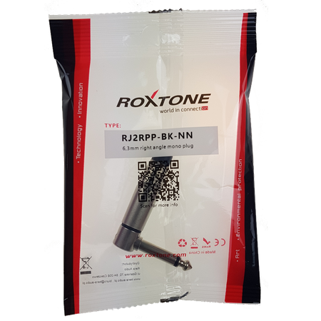 6.3mm Monostecker, vernickeltes Gehäuse, vernickelte Kontakte Roxtone RJ2RPP-BK-NN
