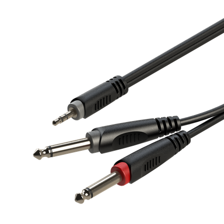 Y-Kabel 3,5 mm Stereo Klinkenstecker auf 2x 6,3 mm Mono Klinkenstecker, 2 m Roxtone SAYC130L2