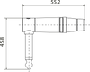 6.3mm Mono-Winkelstecker, schwarzes elektrophoretisch lackiertes Gehäuse, vergoldete Kontakte Roxtone RJ2RPP-NS-BG
