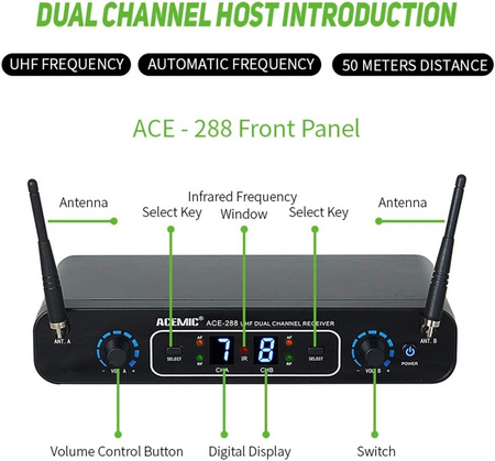 Drahtloses Mikrofon-System Acemic ACE-288