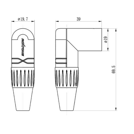 3 poliger rechtwinkliger XLR-Stecker Roxtone RX3RMP-NT