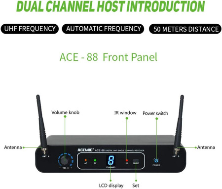 Drahtloses Mikrofonsystem Acemic ACE-88