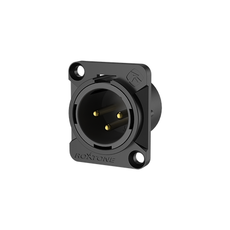 3 poliger XLR-Stecker, schwarzes elektrophoretisch lackiertes Gehäuse Roxtone RX3MD-BG 