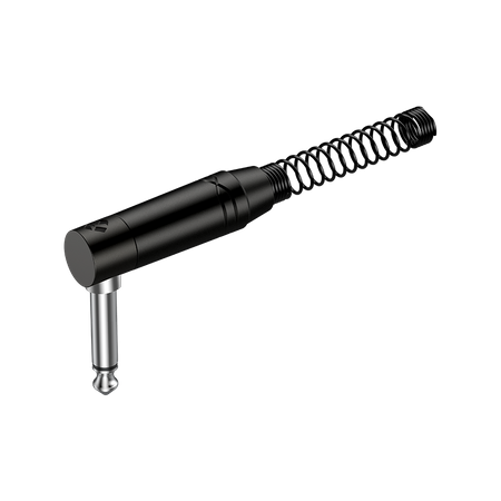 6.3mm Mono-Winkelstecker, schwarzes elektrophoretisch lackiertes Gehäuse, vergoldete Kontakte Roxtone RJ2RPP-BN