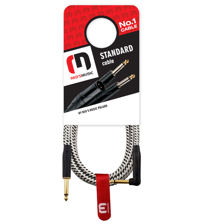 Red's Music Instrumentenkabel - Klinke 6,3mm / Klinke 6,3mm - FOP geflochtenes Kabel - GCF1250BW - 5m