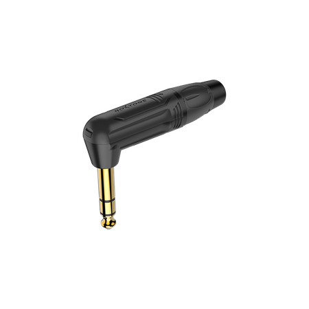 6.3mm Stereo-Winkelstecker, schwarzes elektrophoretisch lackiertes Gehäuse, vergoldete Kontakte Roxtone RJ3RP-BG