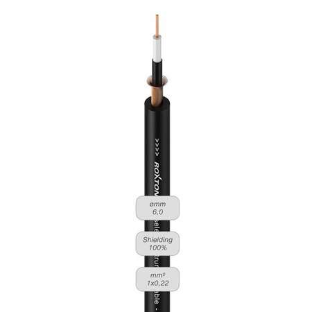 Instrumentenkabel - 24AWG - 1 x 0,22mm² Roxtone GC010-100m-BK