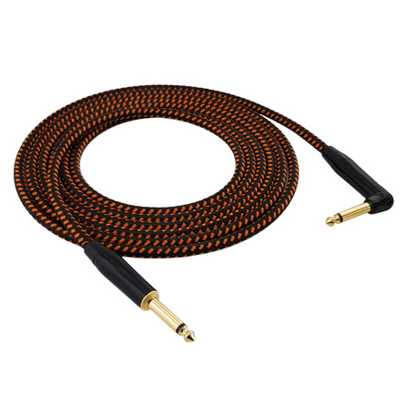 Red's Music Instrumentenkabel - Klinke 6,3mm / Klinke 6,3mm gewinkelt - FOP geflochtenes Kabel - GCF1230BO - 3m