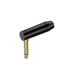 6.3mm Mono-Winkelstecker, schwarzes elektrophoretisch lackiertes Gehäuse, vergoldete Kontakte Roxtone RJ2RPP-NS-BG