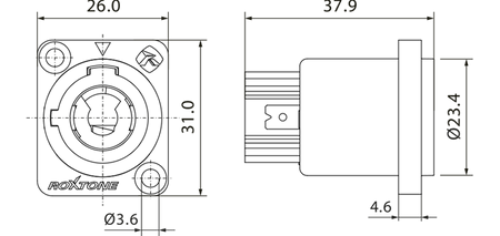 3-polige Power-Out-Steckdose Roxtone RPDO001 
