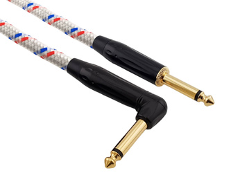 Red's Music Instrumentenkabel - Klinke 6,3mm / Klinke 6,3mm gewinkelt - FOP geflochtenes Kabel - GCF1230BRW - 3m