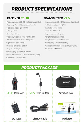 Drahtloses Mikrofon für Violine Acemic VT-5