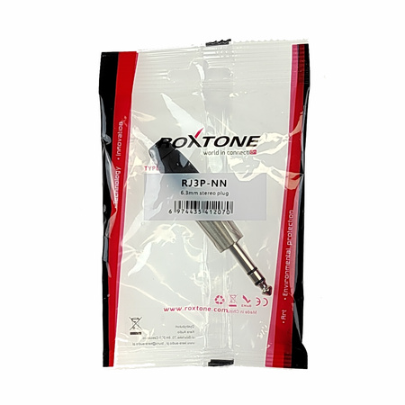6.3mm Stereo-Stecker, vernickeltes Gehäuse, vernickelte Kontakte Roxtone RJ3P-NN