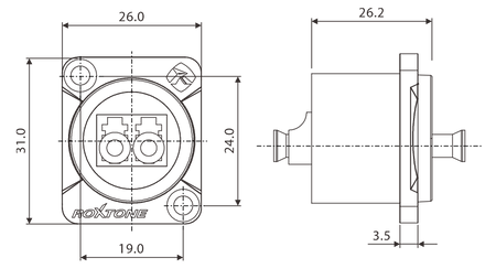 Gehäuse 6,3mm Stereoklinke, vernickeltes Gehäuse Roxtone RJ3FD-2