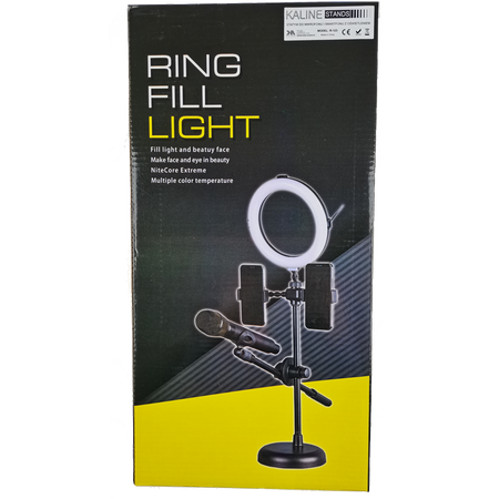 Ringleuchte mit Stativständer, Telefon- und Mikrofonhalterung KA-LINE R-123