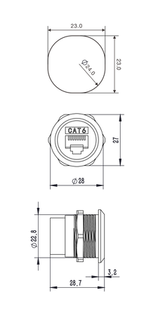 CAT6 Feed through socket Roxtone RAD24-C6