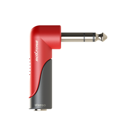 Klinkenadapter 6,3 mm Stereo Stecker auf 6,3 mm Stereo Buchse, rechtwinklig Roxtone RPAN280
