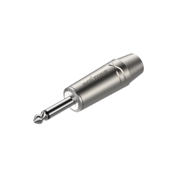 6.3mm Monostecker ohne Feder, vernickeltes Gehäuse, vernickelte Kontakte Roxtone RJ2PX-NN