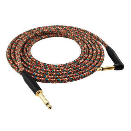 Red's Music Instrumentenkabel - Klinke 6,3mm / Klinke 6,3mm gewinkelt - FOP geflochtenes Kabel - GCF1230RA - 3m