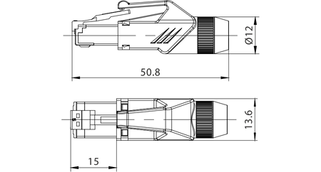 CAT5e RJ45 Stecker Schutzgehäuse Roxtone RJ45C5E-PH-BK