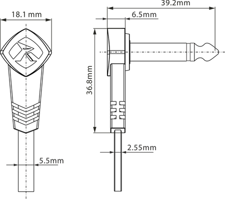Patchkabel flach 6,3 mm Mono-Klinke gewinkelt auf 6,3 mm Mono-Klinke gewinkelt, 0,5 m Roxtone FPJJ100L0005