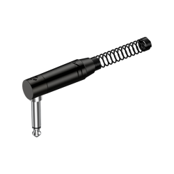 6.3mm Mono-Winkelstecker, schwarzes elektrophoretisch lackiertes Gehäuse, vergoldete Kontakte Roxtone RJ2RPP-BN