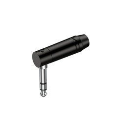 6.3mm Stereo-Winkelstecker, schwarzes elektrophoretisch lackiertes Gehäuse, vernickelte Kontakte Roxtone RJ3RPP-NS-BN
