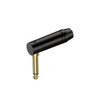 6.3mm Mono-Winkelstecker, schwarzes elektrophoretisch lackiertes Gehäuse, vergoldete Kontakte Roxtone RJ2RPP-NS-BG