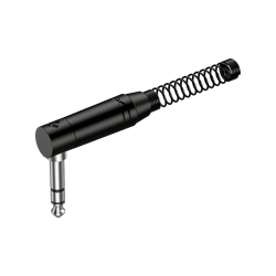6.3mm Stereo-Winkelstecker, schwarzes elektrophoretisch lackiertes Gehäuse, vernickelte Kontakte Roxtone RJ3RPP-BN