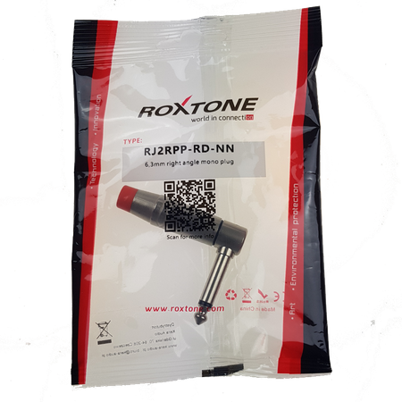 6.3mm Monostecker, vernickeltes Gehäuse, vernickelte Kontakte Roxtone RJ2RPP-RD-NN