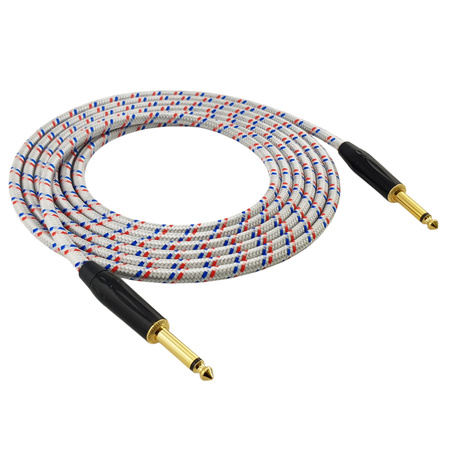 Red's Music Instrumentenkabel - Klinke 6,3mm / Klinke 6,3mm - FOP geflochtenes Kabel - GCF1130BRW - 3m
