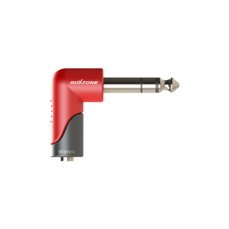 Klinkenadapter 6,3 mm Stereo Stecker auf 3,5 mm Stereo Buchse, rechtwinklig Roxtone RPAN245  