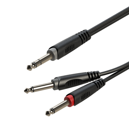Y-Kabel 6,3 mm Stereo Klinkenstecker auf 2x 6,3 mm Mono Klinkenstecker, 6 m Roxtone SAYC100L6