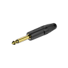 6.3mm Monostecker, schwarzes elektrophoretisch lackiertes Gehäuse, vergoldete Kontakte Roxtone RJ2P-BG