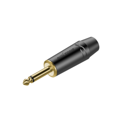 6.3mm Monostecker, schwarzes elektrophoretisch lackiertes Gehäuse, vergoldete Kontakte Roxtone RJ2PX-BG