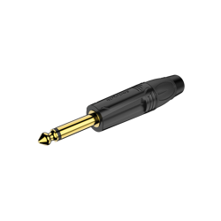 6.3mm Monostecker, schwarzes elektrophoretisch lackiertes Gehäuse, vergoldete Kontakte Roxtone RJ2P-BG