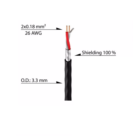 Symmetrisches Patchkabel für die Installation - 26AWG - 2 x 0,18mm² Roxtone MC032-100m-BK