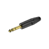 6.3mm Stereo-Stecker, schwarzes elektrophoretisch lackiertes Gehäuse, vergoldete Kontakte Roxtone RJ3P-BG