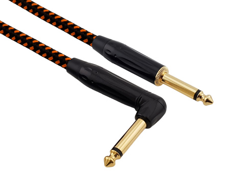 Red's Music Instrumentenkabel - Klinke 6,3mm / Klinke 6,3mm gewinkelt - FOP geflochtenes Kabel - GCF1230BO - 3m
