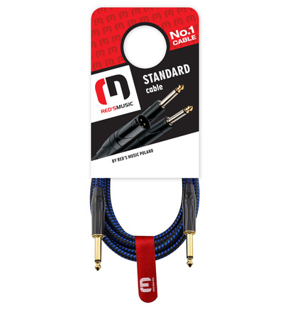 Red's Music Instrumentenkabel - Klinke 6,3mm / Klinke 6,3mm - FOP geflochtenes Kabel - GCF1130BB - 3m