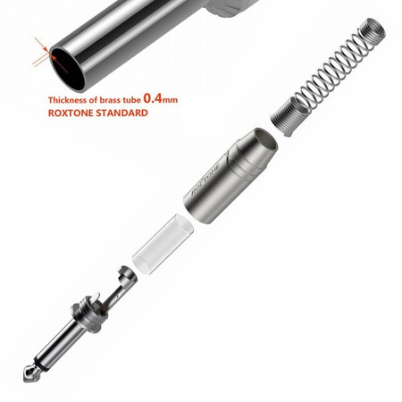 6.3mm Monostecker, vernickeltes Gehäuse, vernickelte Kontakte Roxtone RJ2PP-NN