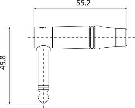 6.3mm Mono-Winkelstecker, vernickeltes Gehäuse, vernickelte Kontakte Roxtone RJ2RPP-NS-NN