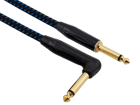 Red's Music Instrumentenkabel - Klinke 6,3mm / Klinke 6,3mm gewinkelt - FOP geflochtenes Kabel - GCF1230BB - 3m