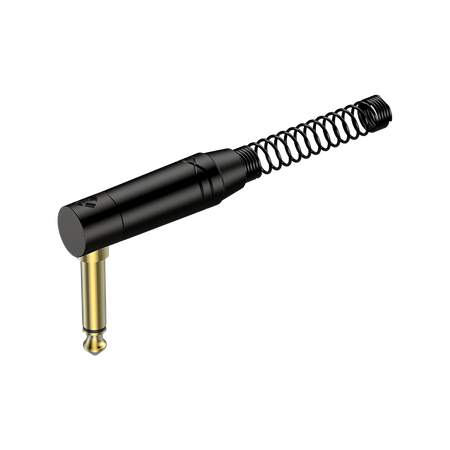 6.3mm Mono-Winkelstecker, schwarzes elektrophoretisch lackiertes Gehäuse, vergoldete Kontakte Roxtone RJ2RPP-BG