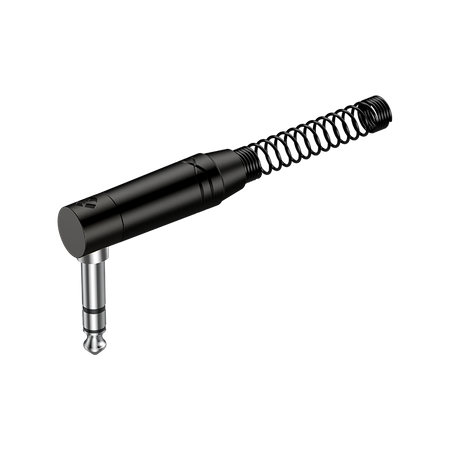 6.3mm Stereo-Winkelstecker, schwarzes elektrophoretisch lackiertes Gehäuse, vernickelte Kontakte Roxtone RJ3RPP-BN