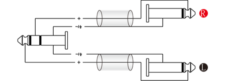 Y-Kabel 6,3 mm Stereo Klinkenstecker auf 2x 6,3 mm Mono Klinkenstecker, 1 m Roxtone SAYC100L1